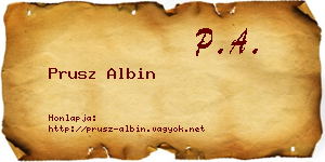 Prusz Albin névjegykártya